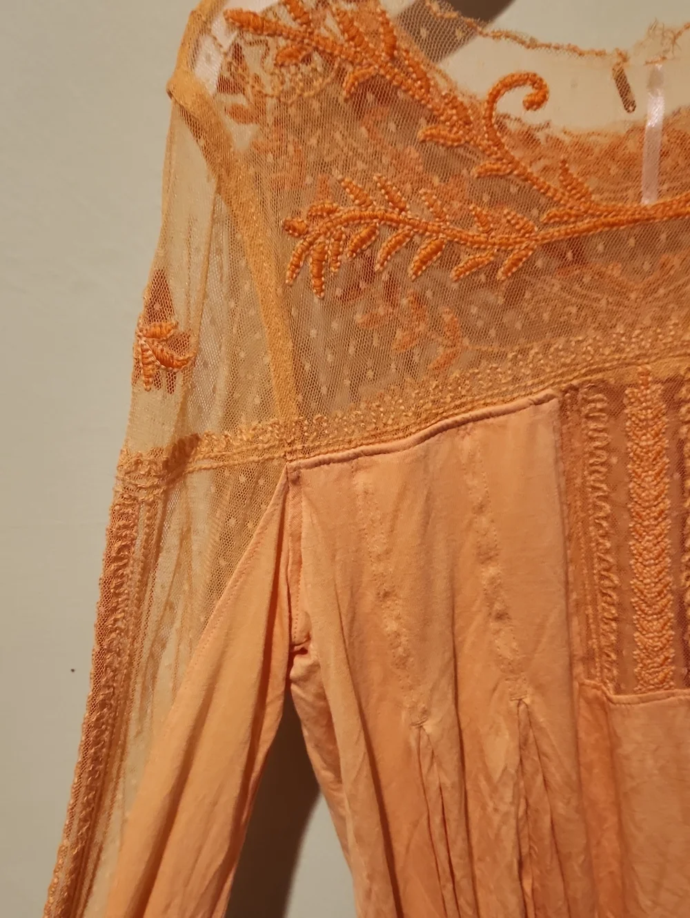 ❤️ FREE PEOPLE JOJO EMBROIDERED LACE MIXED MEDIA BOHO TOP, SMALL